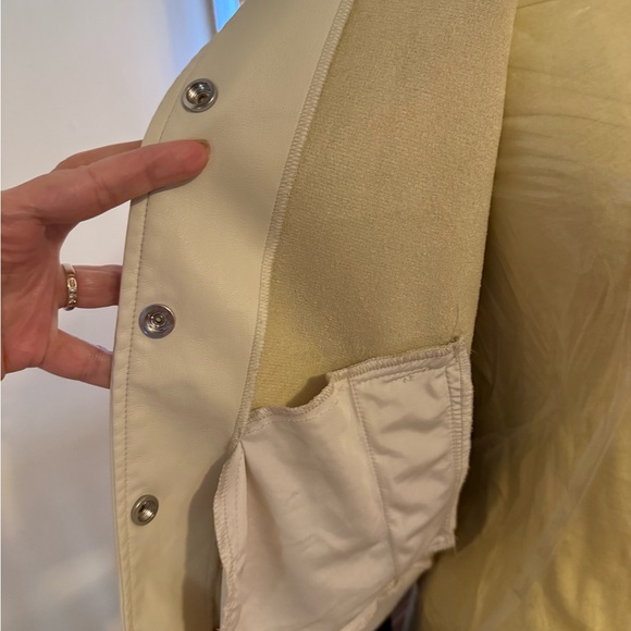 By Anthropologie Colorblock Faux Leather Bomber Jacket - Picture 8 of 11